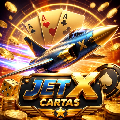 Cartão do jogo JetX com foguete subindo e multiplicador